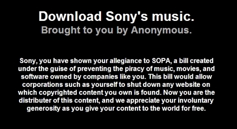 Toute la discographie de Sony gratuite grâce aux Anonymous | Chronique des Droits de l'Homme | Scoop.it