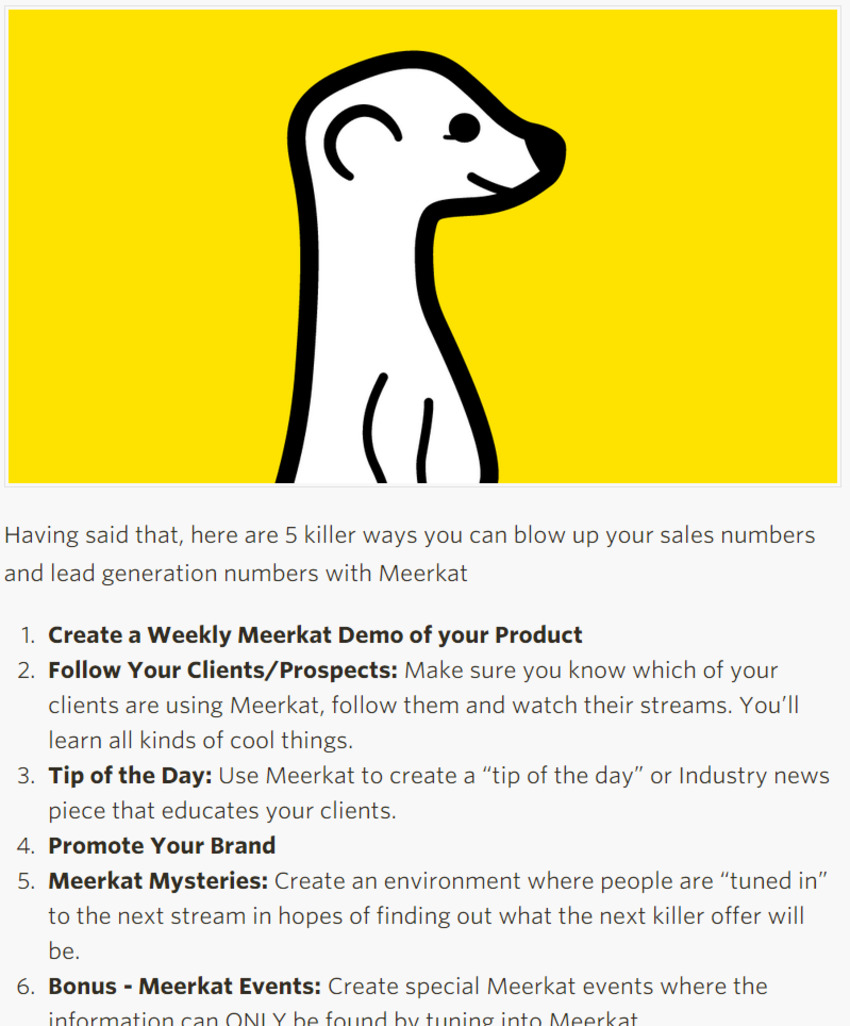 5 Unexpected Ways Meerkat Will Crush It For Sales And Marketing People - Forbes | The MarTech Digest | Scoop.it