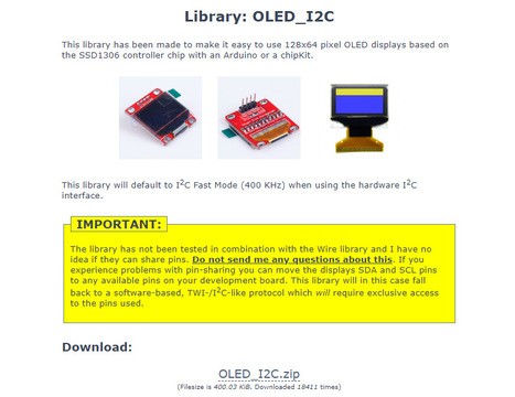 OLED_I2C Library for Arduino | #Coding #Maker #MakerED #MakerSpaces #LEARNingByDoing | 21st Century Learning and Teaching | Scoop.it
