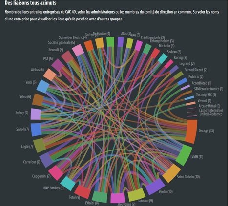 #Economie #Infographie : les liens entre #entreprises du #CAC40 via #administrateurs et membres de comités de direction qu'elles ont en commun. via @AlterEco_Enquête sur l'aristocratie du CAC 40 | Nouveaux paradigmes | Scoop.it