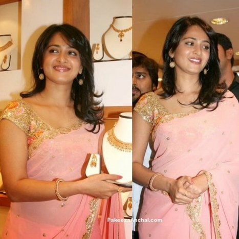 Anushka Shetty in Pink Saree and Party Wear Gold blouse | Indian Fashion Updates | Scoop.it