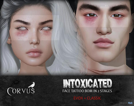 Intoxicated Face Tattoo BOM December 2021 Group Gift by Corvus | Teleport Hub - Second Life Freebies | Second Life Freebies | Scoop.it