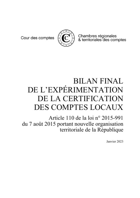 Bilan final de l'expérimentation de la certification des comptes locaux  | Veille juridique du CDG13 | Scoop.it