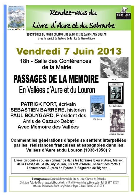 Passage de la mémoire en Aure et Louron le 7 juin à Saint-Lary | Vallées d'Aure & Louron - Pyrénées | Scoop.it