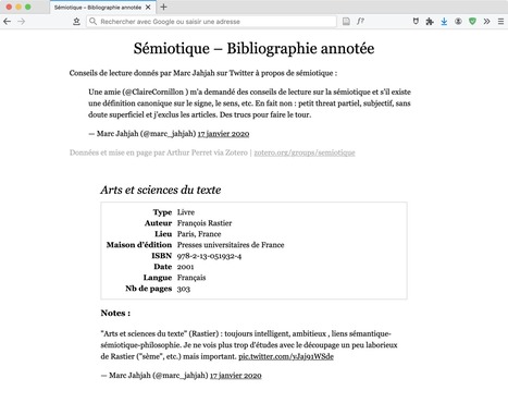 La bibliographie annotée [avec Zotero] | Zotero | Scoop.it