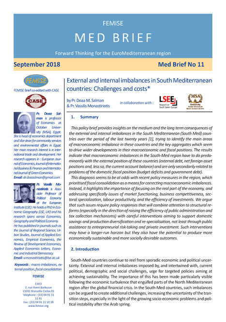 External and internal imbalances in South Mediterranean countries - FEMISE Policy Brief series | Espace Méditerranéen : géopolitique, coopération... | Scoop.it