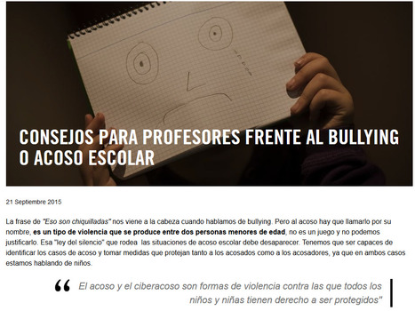 Consejos para profesores frente al bullying o acoso escolar | Cyberbullying, Ciberbullying, Ciberacoso | Scoop.it