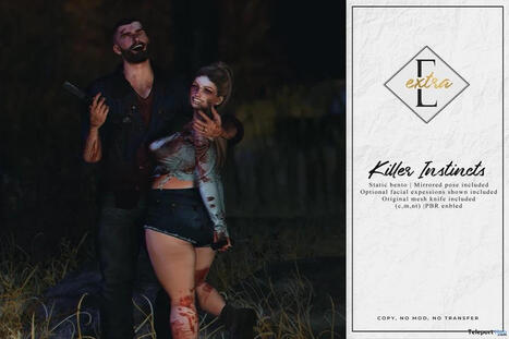 Killer Instincts Couple Pose October 2026 Group Gift by Extra | Teleport Hub - Second Life Freebies | Second Life Freebies | Scoop.it