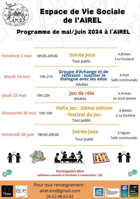 Programme de l'Espace de Vie Sociale de l'AIREL pour mai et juin | Vallées d'Aure & Louron - Pyrénées | Scoop.it