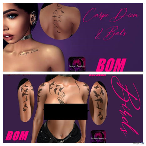 Birds, Carpe Diem & Bats BOM Tattoo October 2021 Group Gift by Scream Tattoo | Teleport Hub - Second Life Freebies | Second Life Freebies | Scoop.it
