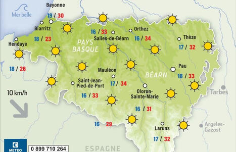 Plein soleil et jusqu’à 34 °C aujourd’hui dans les Pyrénées-Atlantiques ! Découvrez vos prévisions météo du jour - La République des Pyrénées.fr | BABinfo Pays Basque | Scoop.it