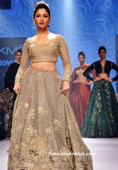 Tamanna Bhatia in Neeta Lulla's Beige Sequined Lehenga Choli at LFW Winter 2015 | Indian Fashion Updates | Scoop.it